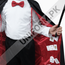 Magician Costume For Kids With Gown Cap And Stick
