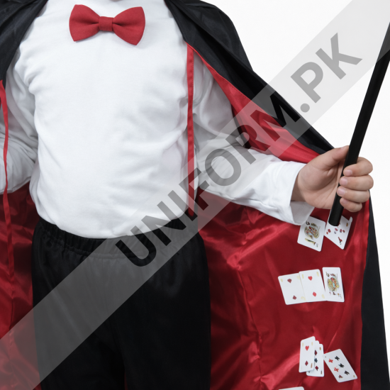 Magician Costume For Kids With Gown Cap And Stick